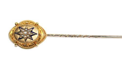Victorian Pearl Star Stickpin circa 1860