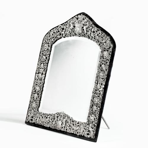ornate silver table mirror
