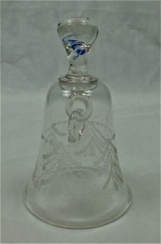 A rare glass table bell with colour twist handle, English circa 1740