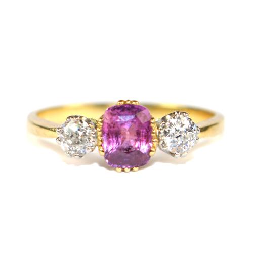 Edwardian Pink Sapphire and Diamond Ring circa 1910