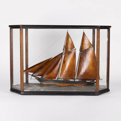 Diorama of a Ketch sailing at sea