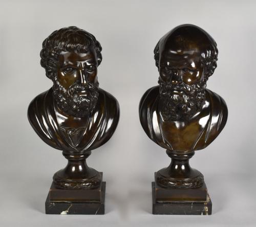 Pair of Grand Tour bronzed Busts