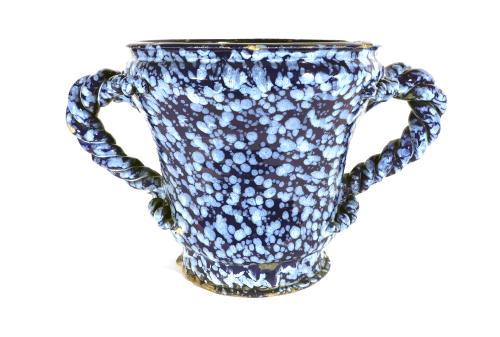 French 17th Century Nevers 'Bleu Persan' Faience Jardiniere with à la bougie Decoration Circa 1660-80