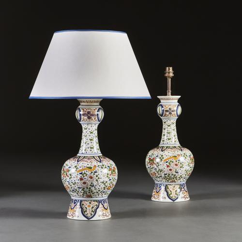 Early 19th Century Polychrome Delft Lamps