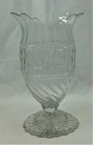 A rare crystal glass celery vase of compressed form, Irish circa 1790