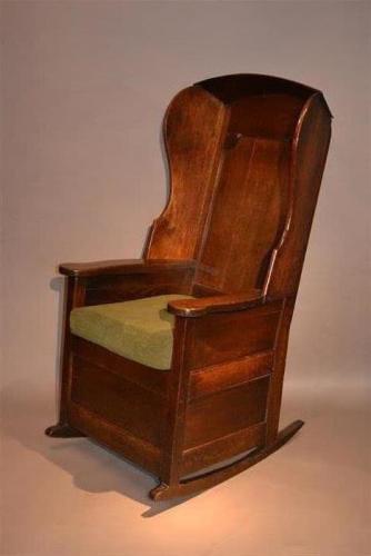 George III oak hooded wing chair