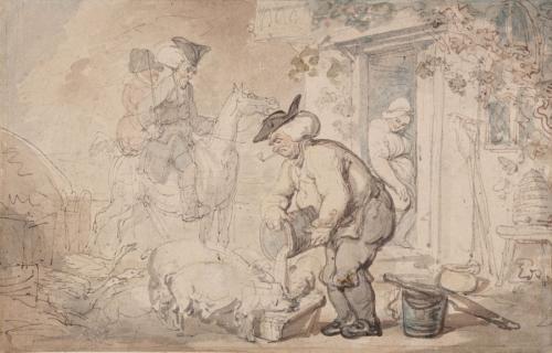 Thomas Rowlandson (1756 -1827), Feeding the pigs