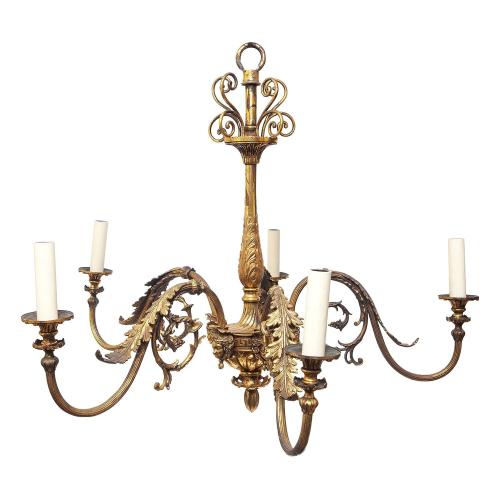 Early 19th Century Ormolu and Brass Five Arm Chandelier