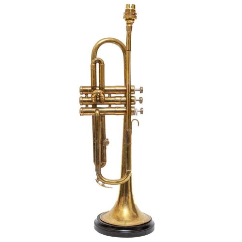 Vintage Brass Trumpet Table Lamp