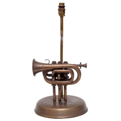 Vintage Brass Pocket Trumpet Table Lamp