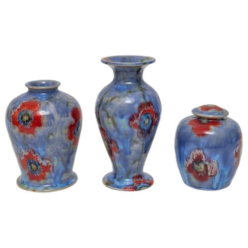 Cobridge Poppy and Ice Pattern Vase Set