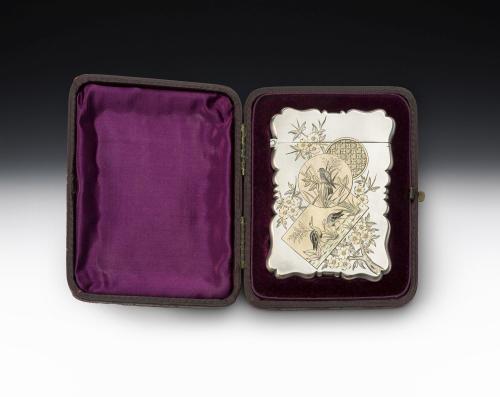 silver and two colour gold Card Case made in Birmingham in 1885 by George Unite