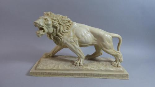 Vintage White Lion Resin Sculpture