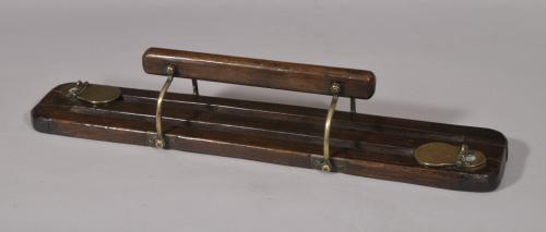 S/5175 Antique Treen 18th Century Black Walnut Game Carrier