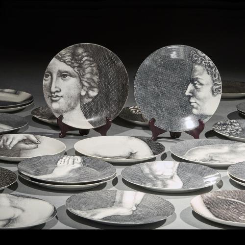 Twenty Four Early Piero Fornasetti Adam And Eve Porcelain Plates