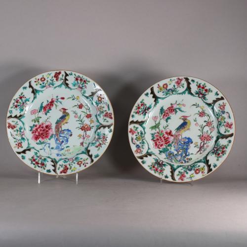 Chinese famille rose plates, front of plates