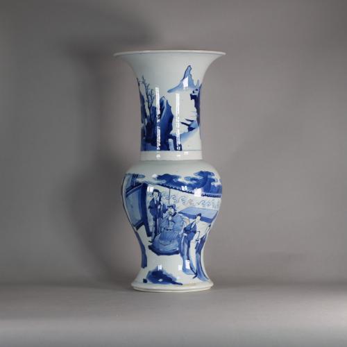 Chinese blue and white yen-yen vase, vase front