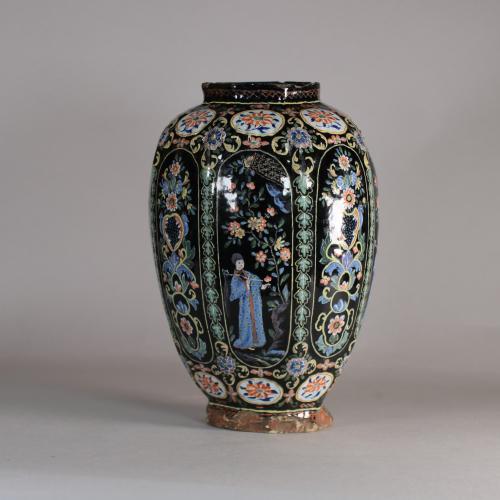 Rare Dutch polychrome octagonal moulded vase