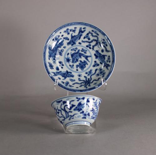 Chinese blue and white cup and saucer front