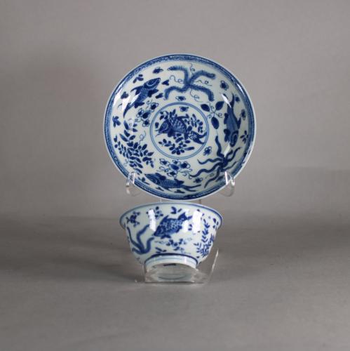 Chinese blue and white cup, Front image of cup and saucer