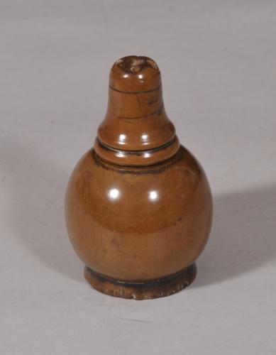 S/5169 Antique Treen Pear Wood Salt or Spice Shaker 