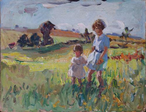 'Walking with Big Sister' by Dorothea Sharp (British 1874-1955)