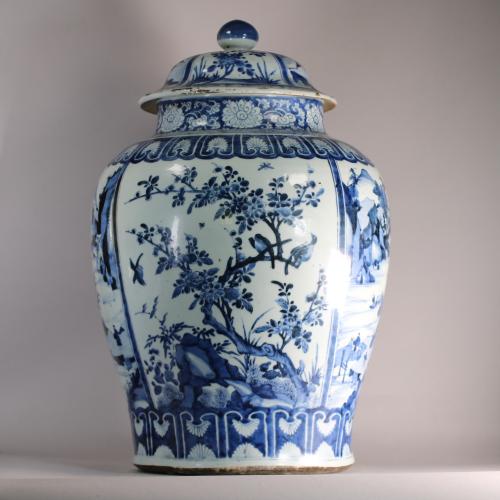 Chinese massive blue and white baluster jar, front of baluster vase