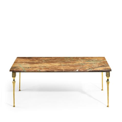 Continental brass marble-topped coffee table