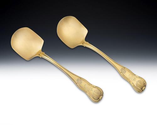 An exceptionally fine pair of George III Silver Gilt Ice Spades made in London in 1819 by William Eley, William Fearn & William Chawner
