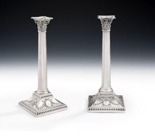 An exceptionally fine pair of George III Neo Classical Candlesticks made in London in 1771 by John Carter