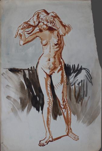 Attributed to Edna Clarke-Hall (1879-1979). Watercolour study of a young nude