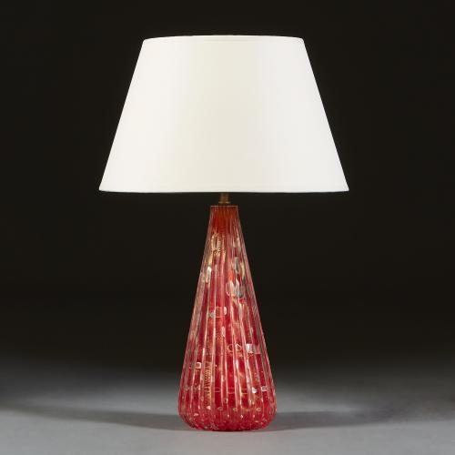 Red Murano Bullicante Glass Lamp