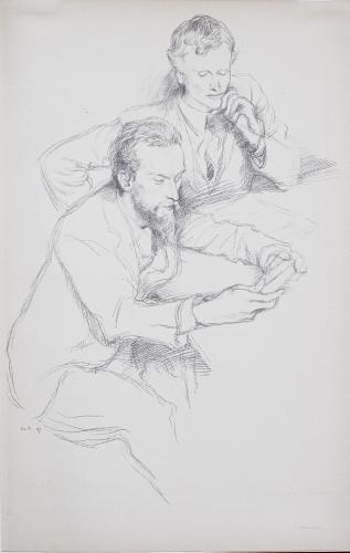 Sir William Rothenstein (1872-1945). Lithograph portraits of Ricketts and Shannon together
