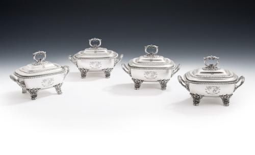 An important and outstanding set of four George III Tureens and Covers made in London in 1810 by Thomas Robins