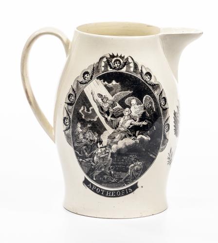"Apotheosis" of George Washington Creamware Jug, Liverpool, Circa 1800-10