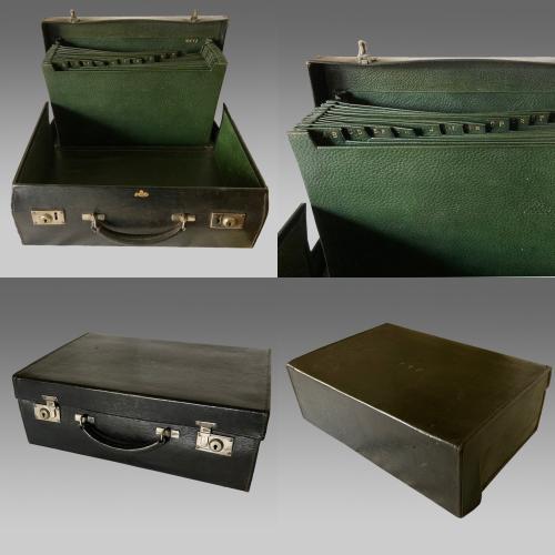 Edwardian black leather attaché case