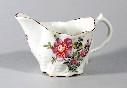 Lowestoft Porcelain Chelsea Ewer-form Cream Boat, Circa 1770.
