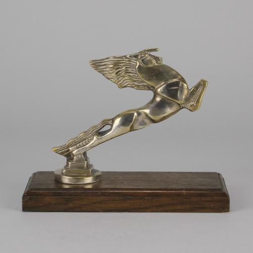 Silver plated bronze car mascot entitled "Leaping Horse Car Mascot" by François Bazin - Circa 1935