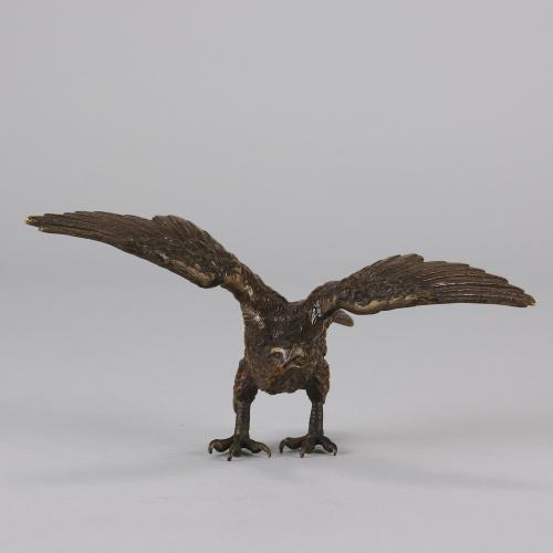 Early 20th Century cold-painted Austrian bronze entitled "Eagle with Outspread Wings" by Franz Bergman