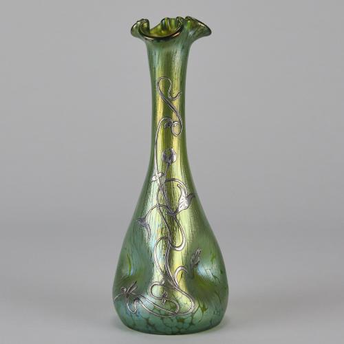 Art Nouveau silvered vase entitled "Trefoil Vase" by Loetz Witwe - Circa 1900