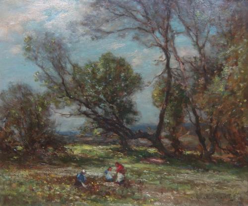 Owen Bowen "The Primrose Field" oil on canvas