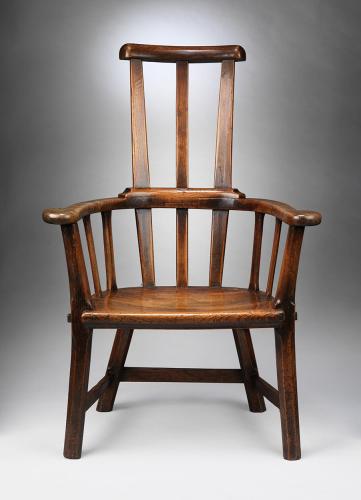 Outstanding Primitive Comb and Lath Back Armchair 