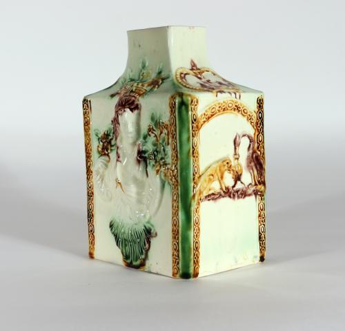 18th-Century Creamware Whieldon-type Large Molded Tea Caddy  Circa 1775