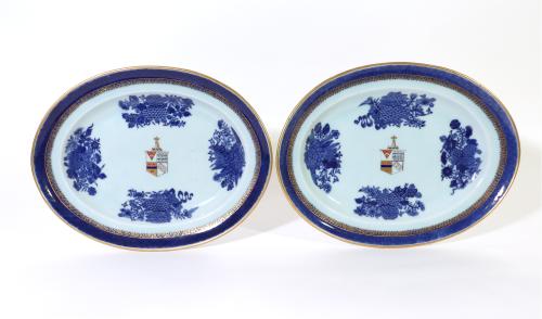 Chinese Export Porcelain Fitzhugh Armorial Dishes, Arms of Hill Dawe of Ditcheat House, Somerset, Circa 1800