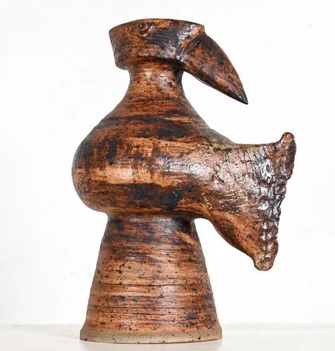Large Jacques Pouchain Atelier Dieulefit bird vase
