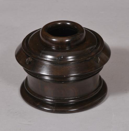 S/5292 Antique Treen 19th Century Lignum Vitae Ink Pot