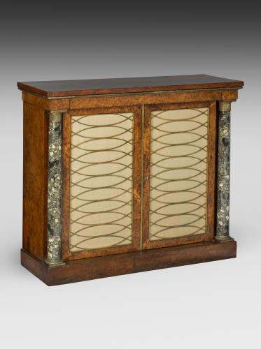 Regency Pollard Oak Side Cabinet with Breccia Marble Columns
