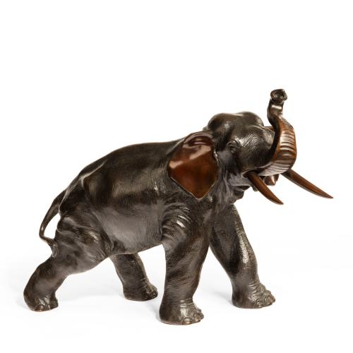 Meiji period bronze elephant by Genryusai Seiya
