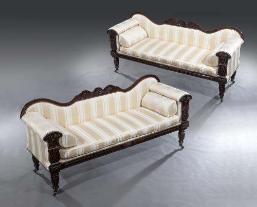 Pair of 19th Century Rosewood Sofas - angle