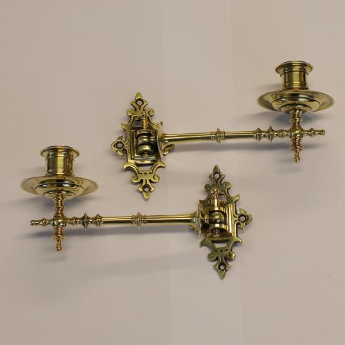 Victorian decorative antique turned brass sconces 